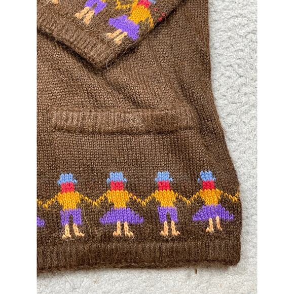 Vintage Loreto Women's Size L Alpaca Brown Printed Sweater - Picture 9 of 15